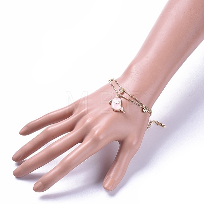 Brass Multi-strand Charm Bracelets BJEW-JB04499-01-1