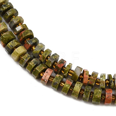 Natural Unakite Beads Strands G-F796-A07-01-1