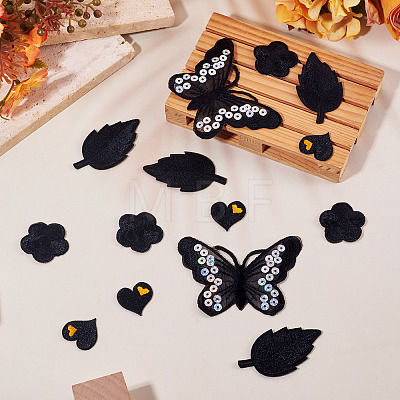 40Pcs 4 Styles Polyester Embroider Thread Iron on/Sew On Patches PATC-TA0001-45B-1