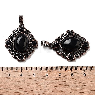 Natural Obsidian Rhombus Pendants G-K363-02R-20-1