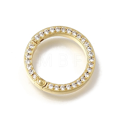 Brass Micro Pave Clear Cubic Zirconia Spring Gate Rings KK-C262-44G-1