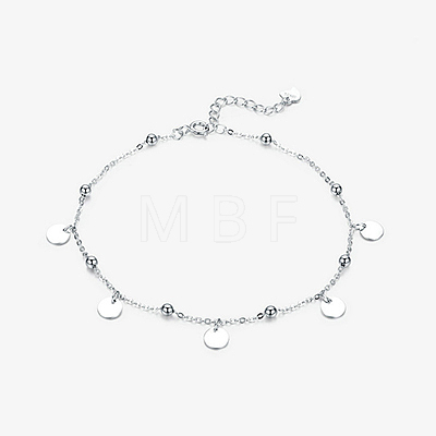 925 Sterling Silver Charm Anklets AJEW-FF0001-01-1