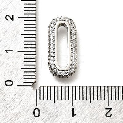 Brass Micro Pave Clear Cubic Zirconia Oval Linking Rings KK-Z093-43P-1