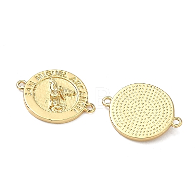 Flat Round Rack Plating Brass Connector Charms KK-H002-62G-1