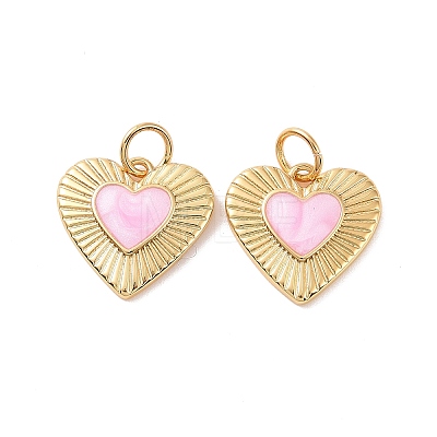 Heart Brass Enamel Pendants KK-G435-07G-02-1