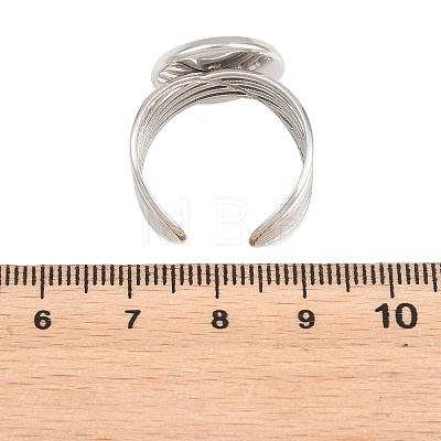 304 Stainless Steel Open Cuff Ring Components STAS-F366-06D-P-1