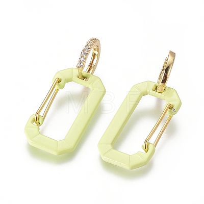 Golden Plated Brass Cubic Zirconia Hoop Earrings EJEW-G262-02G-1