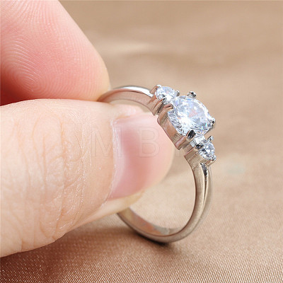 304 Stainless Steel Clear Cubic Zirconia Finger Rings for Women WG2A0BA-01-1