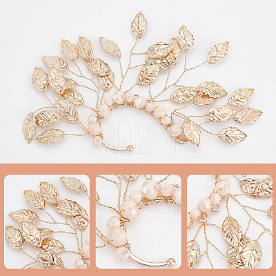 ANATTASOUL 2Pcs 2 Style PVC/Plastic Pearl Beaded Flower of Life Cuff Earrings EJEW-AN0001-60-1