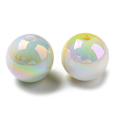 UV Plating Rainbow Iridescent Opaque Acrylic Beads X-MACR-D081-01-1