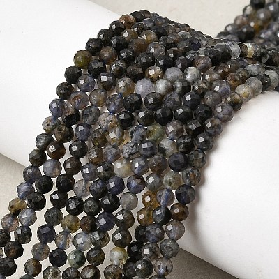 Natural Iolite Beads Strands G-G343-B01-3mm-1