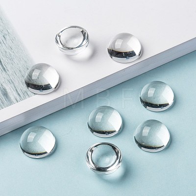 Transparent Half Round Glass Cabochons GGLA-R027-18mm-1