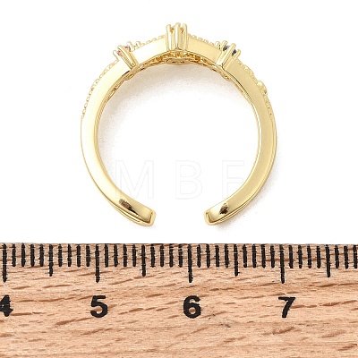 Brass Micro Pave Cubic Zirconia Cuff Open Rings for Women RJEW-B160-02G-1
