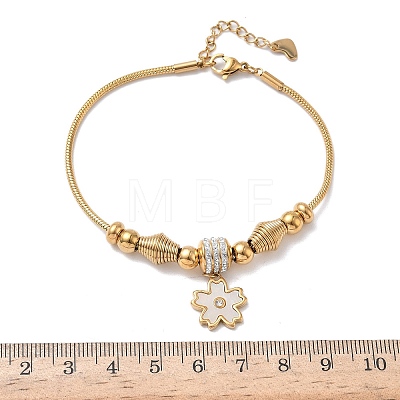 European Style Polymer Clay Rhinestones & 201 Stainless Steel & Natural Shell Charm Bracelets BJEW-G765-03G-01-1