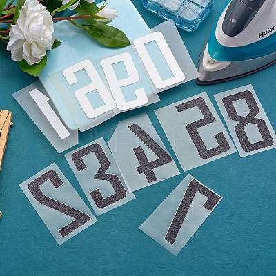 10Pcs 10 Style Number Iron On Transfers Applique Hot Heat Vinyl Thermal Transfers Stickers For Clothes Fabric Decoration Badge DIY-SZ0005-47-1