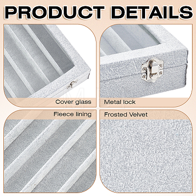 10 Grids Wood Covered with Velvet Watch Band Organizer Storage Cases with Visible Window Lid CON-WH0112-077-1