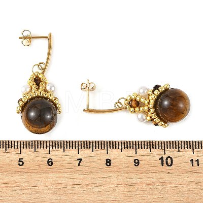Natural Tiger Eye Dangle Earrings for Women EJEW-MZ00784-1