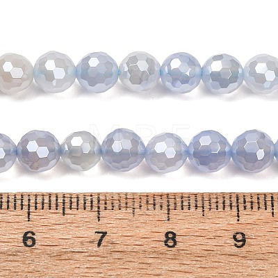 Electroplated Natural Agate Beads Strands G-B191-A07-6mm-16-1