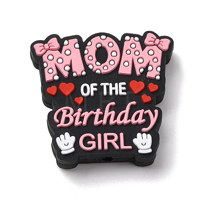 Mother's Day Silicone Focal Beads SIL-G013-01D-1