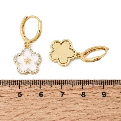 Brass Micro Pave Clear Cubic Zirconia Enamel Dangle Hoop Earrings EJEW-G471-07G-02-1