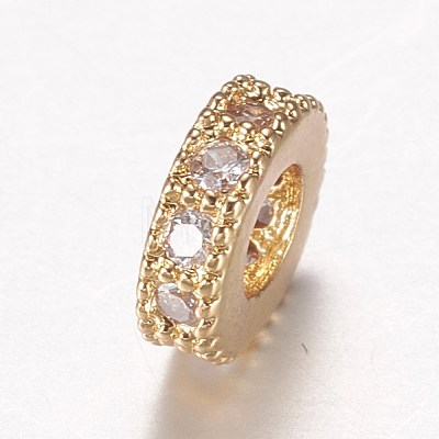 Brass Micro Pave Cubic Zirconia Spacer Beads ZIRC-A008-14G-1