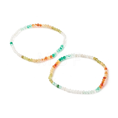 3MM Natural Mixed Gemstone Round Beads Stretch Bracelet for Women BJEW-JB07419-1