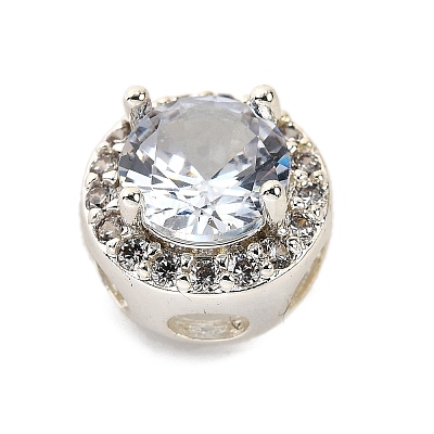 Brass Micro Pave Cubic Zirconia Beads KK-D408-11S-04A-1