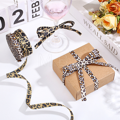 3 Colors Leopard Print Polyester Cotton Ribbon OCOR-ME0001-69-1