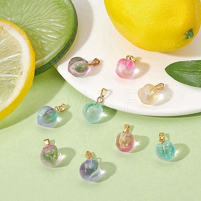 20Pcs 5 Colors Two Tone Transparent Spray Painted Glass Pendants GLAA-YW0001-95-1