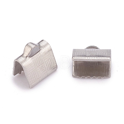 304 Stainless Steel Ribbon Crimp Ends STAS-P249-30P-1