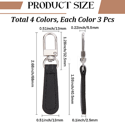12Pcs PU Leather Zipper Pull Tabs FIND-CY0002-33B-1