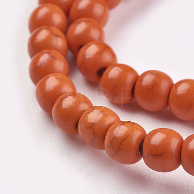 1 Strand Dyed Orange Red Round Synthetic Turquoise Beads Strands X-TURQ-G106-6mm-02G-1