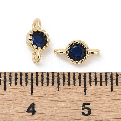 Brass Cubic Zirconia Flat Round Connector Charms KK-H204-02KCG-03-1