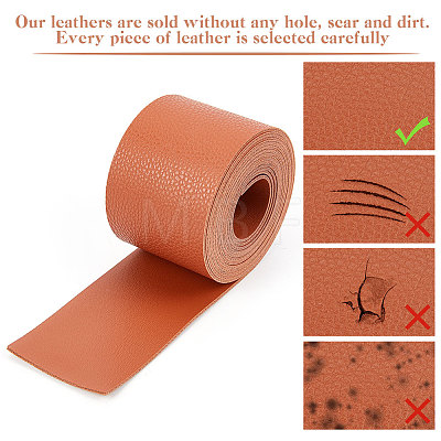 2M Flat Single Face Lychee Pattern Imitation Leather Band LC-WH0010-02C-04-1