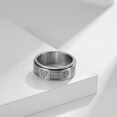 Viking Word 304 Stainless Steel Rotatable Finger Rings for Men FS-WGA52A7-03-1