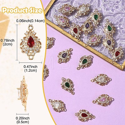 3Pcs Brass Micro Pave Cubic Zirconia Links Connectors KK-YW0003-49LG-03-1