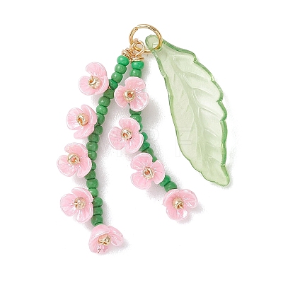 Glass Seed Beaded Pendants PALLOY-MZ01249-01-1