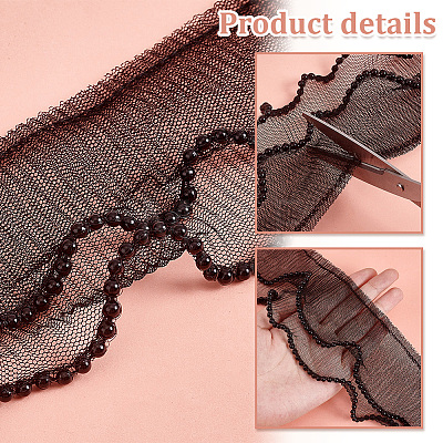 2 Layer Polyester Pleated Lace Trim OCOR-WH0088-46B-1