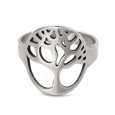 Tree of Life 201 Stainless Steel Finger Rings RJEW-G278-40P-1
