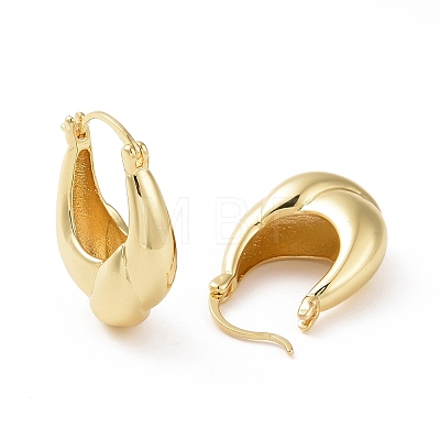 Brass Twist Teardrop Hoop Earrings for Women EJEW-C008-28G-1