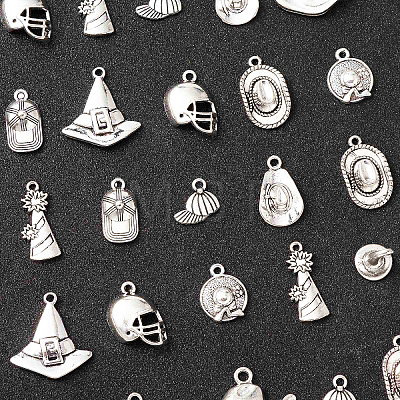 100Pcs 10 Styles Tibetan Style Alloy Pendants TIBEP-CJ0003-09-1