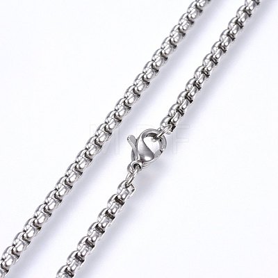 304 Stainless Steel Box Chain Necklaces NJEW-F227-09P-03-1