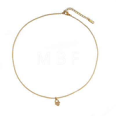 304 Stainless Steel Hollow Heart Hamsa Hand Pendant Cable Chain Necklaces for Women LS-VC2540-1