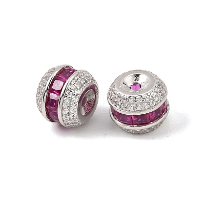 925 Sterling Silver Pave Deep Pink Cubic Zirconia Beads SE-CBAF1B2-12B-P-1