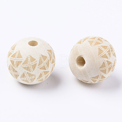 Unfinished Natural Wood European Beads WOOD-S057-021B-1