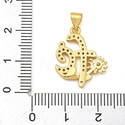 Rack Plating Brass Micro Pave Clear Cubic Zirconia Pendants KK-Z063-35G-1