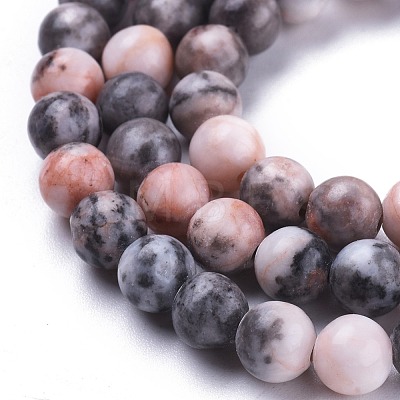 Natural Pink Zebra Jasper Beads Strands G-K410-04-6mm-1