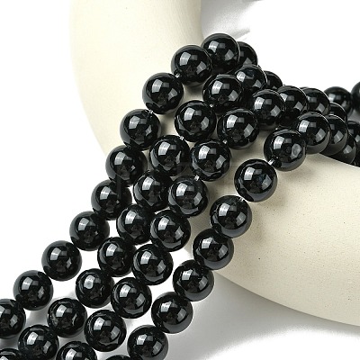 Natural Black Onyx Round Beads Strand G-L087-12mm-01-1