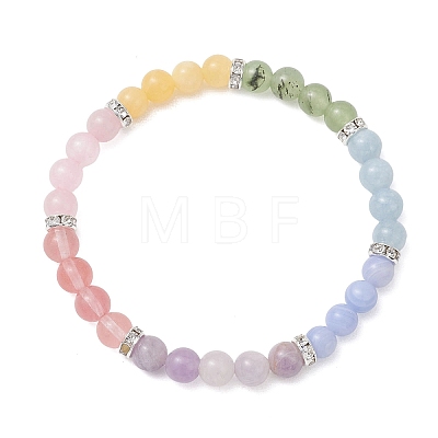 Chakra Natural Mixed Gemstone Beads Stretch Bracelets for Women BJEW-JB13200-02-1
