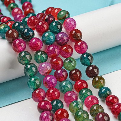 Dyed Natural Agate Beads Strands X-G-R262-8mm-1-1